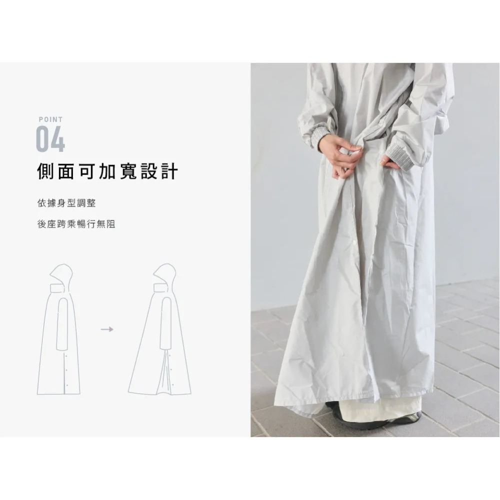 寶嘉尼x富雨 聯名 輕量雙拉鍊斜開雨衣-細節圖5