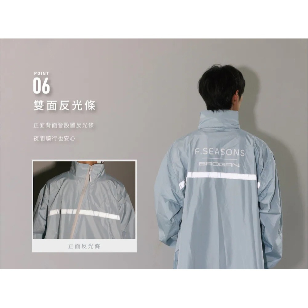 寶嘉尼x富雨 聯名 輕量雙拉鍊斜開雨衣-細節圖7