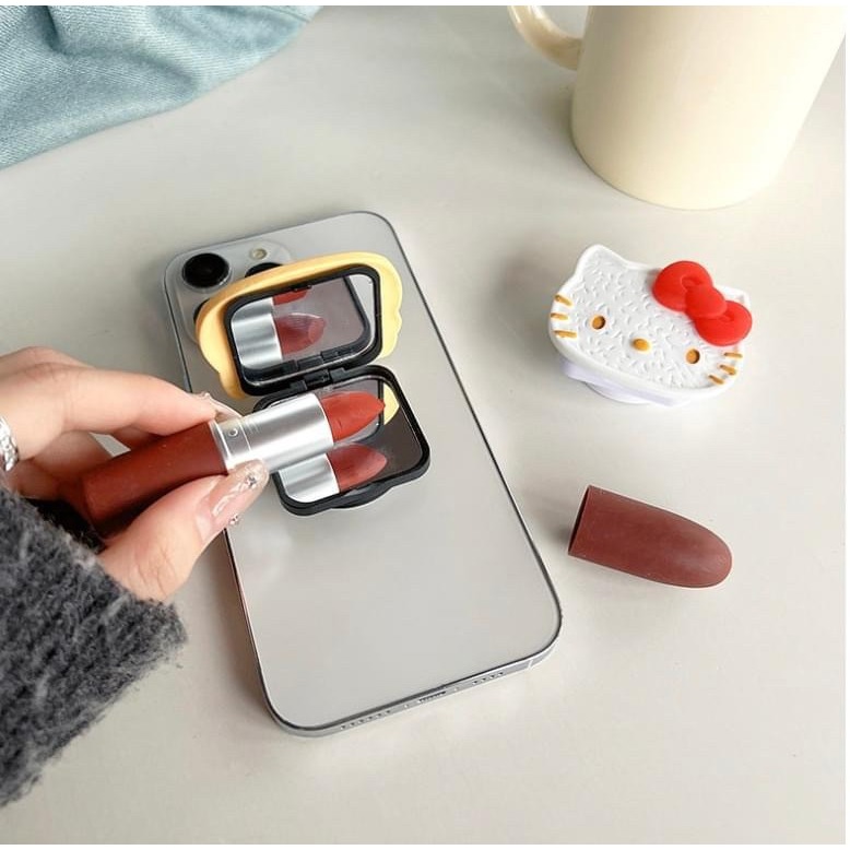 圓緣屋－－－KT小鏡子伸縮氣墊手機支架 不挑款出貨-細節圖2