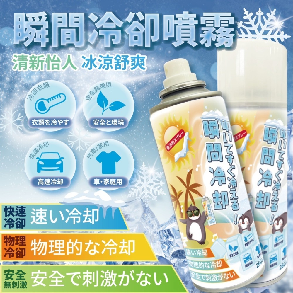 圓緣屋－－－【現貨熱賣】瞬間zero冷卻噴霧260ml#酷涼爽#急速降溫噴霧#汽機車坐墊降溫-規格圖6