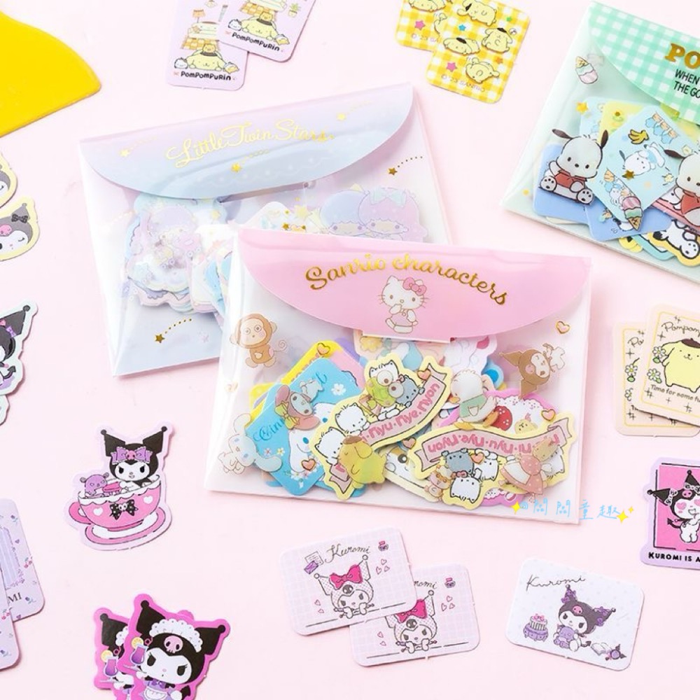 🎀貼紙/手帳系列🎀｜三麗鷗信封貼紙包40入 |手帳素材裝飾貼紙組 DIY卡片 信封收納語-細節圖2