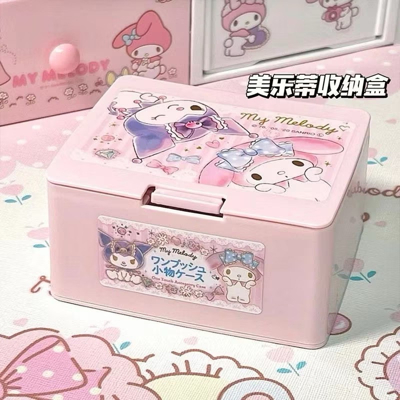 三麗鷗 可愛桌面收納盒｜Hello Kitty 庫洛米 美樂蒂 大耳狗｜文具收納｜飾品整理盒｜粉絲必收-規格圖4