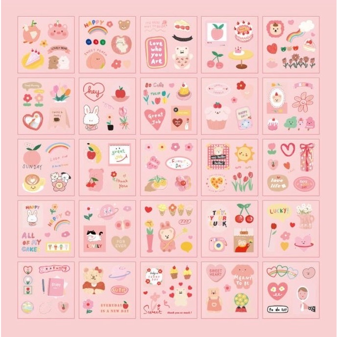 🎀貼紙/手帳系列🎀 防水貼紙套組｜100 張韓系拼貼｜手帳必備｜卡片裝飾-細節圖5