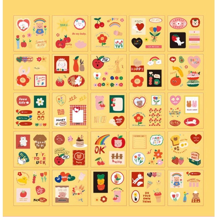 🎀貼紙/手帳系列🎀 防水貼紙套組｜100 張韓系拼貼｜手帳必備｜卡片裝飾-細節圖7