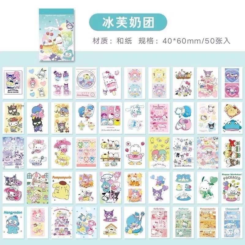 🎀貼紙/手帳系列🎀 日系卡通派｜三麗鷗×吉伊卡哇 貼紙本｜迷你小豆本｜手帳裝飾/D.I.Y/角色和紙貼紙組-規格圖2