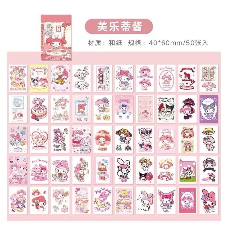 🎀貼紙/手帳系列🎀 日系卡通派｜三麗鷗×吉伊卡哇 貼紙本｜迷你小豆本｜手帳裝飾/D.I.Y/角色和紙貼紙組-規格圖2