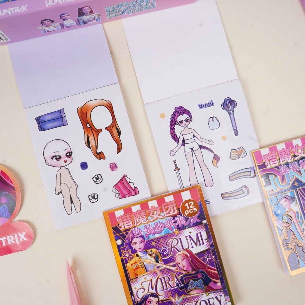 ✨ 腦洞具象化|手作動起來✨超萌卡通迷你豆豆貼紙本｜換裝/造景/拼豆裝飾｜免裁剪安靜書-細節圖3