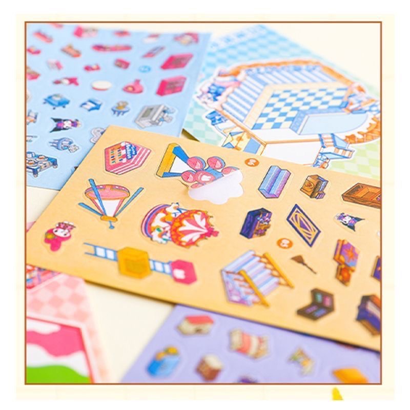 ✨ 腦洞具象化|手作動起來✨超萌卡通迷你豆豆貼紙本｜換裝/造景/拼豆裝飾｜免裁剪安靜書-細節圖7