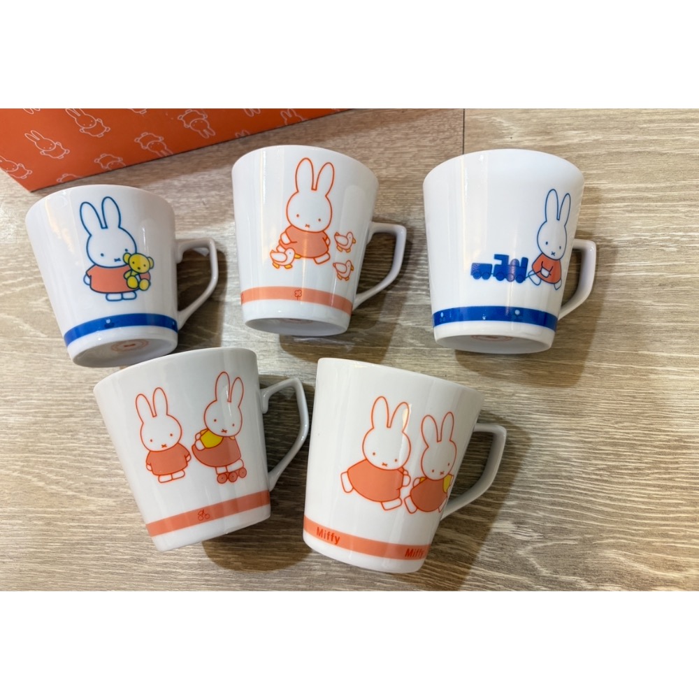全新 外盒久放 5個杯子一組 泰國製 陶瓷 馬克杯 miffy 米菲 米飛 米菲兔 米飛兔-細節圖2