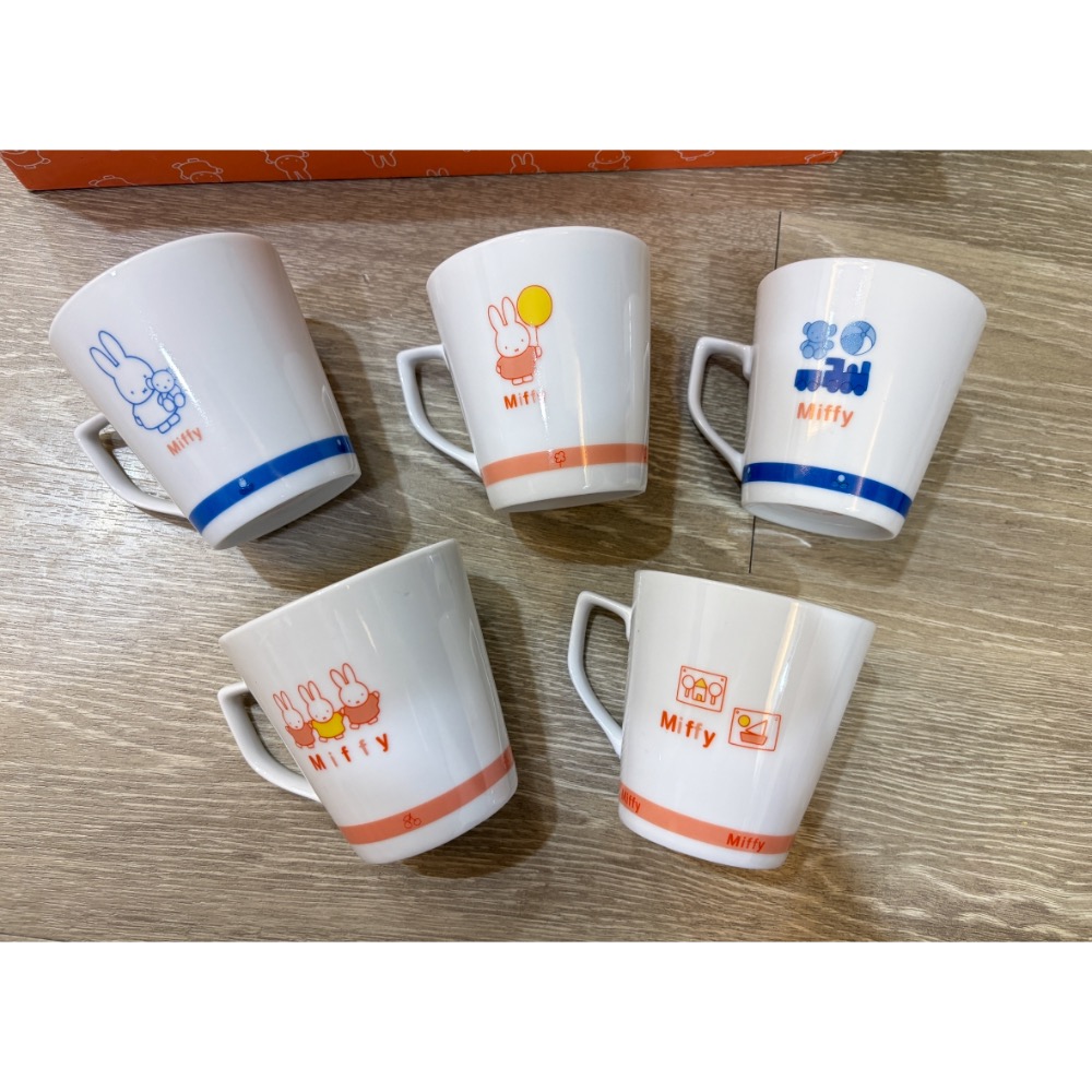 全新 外盒久放 5個杯子一組 泰國製 陶瓷 馬克杯 miffy 米菲 米飛 米菲兔 米飛兔-細節圖3