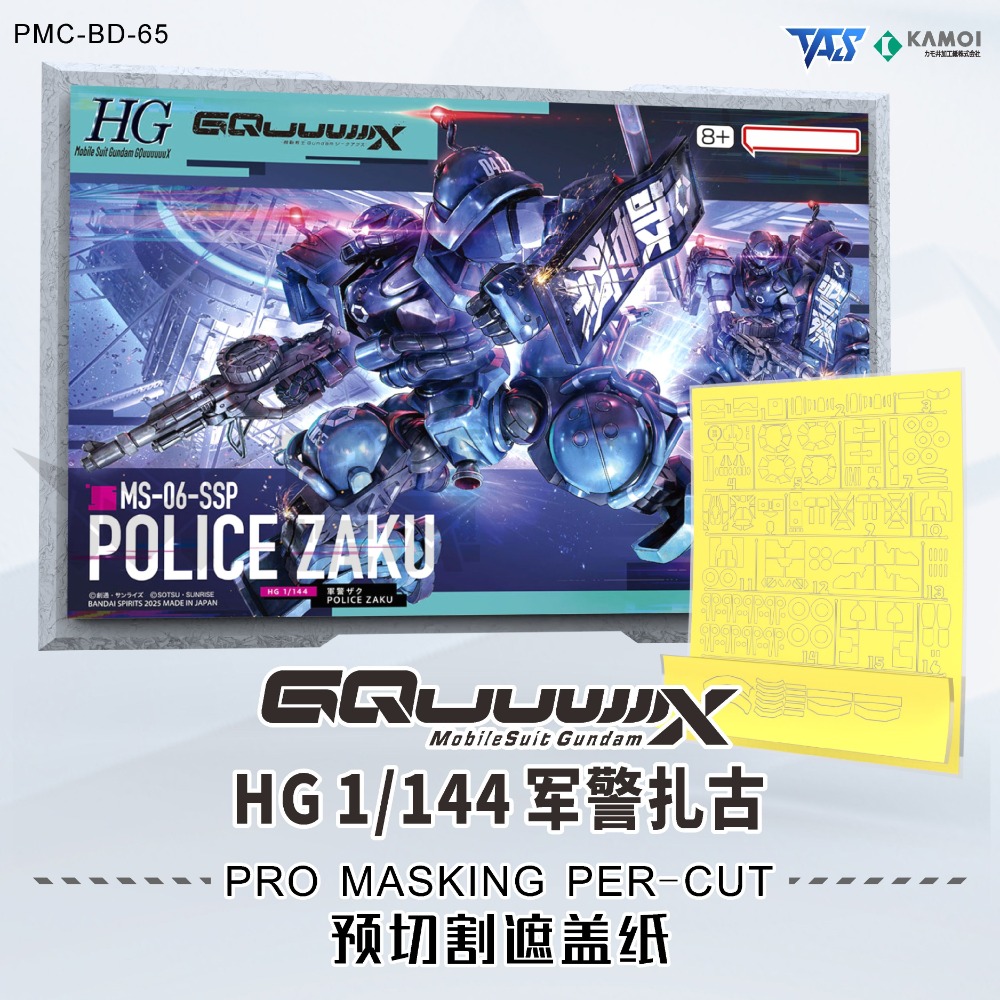 [VM模玩] TAS 沉迷者 萬代 HG GQU 軍警薩克 #65  預裁切遮蓋 改件 改造手 模型工具 噴筆塗可用-規格圖7