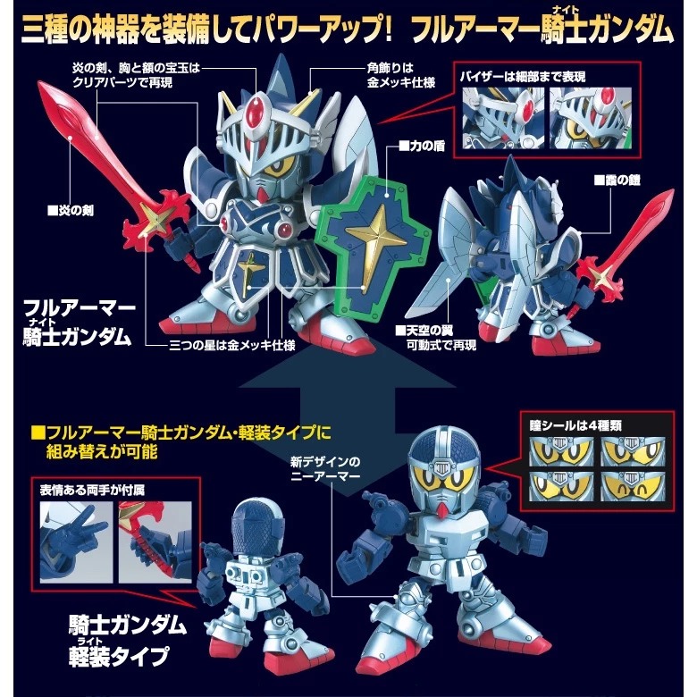 [VM模玩] 現貨 萬代 BB戰士 #393 LEGEND BB 全裝甲型騎士鋼彈 三神器式樣-細節圖2