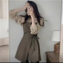 ＃韓國chic法式小眾側邊綁帶吊帶連連衣裙+純色氣質襯衫兩件套女-規格圖3
