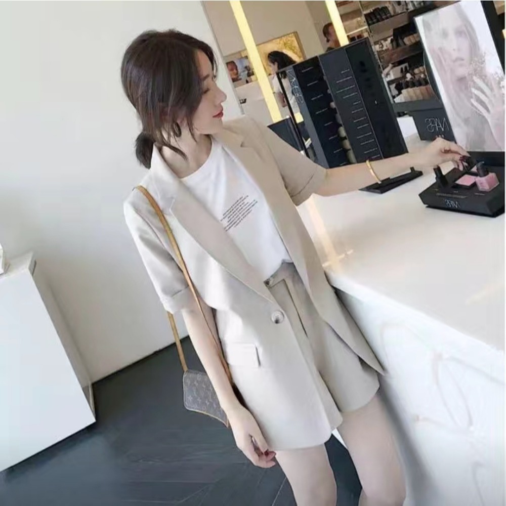 #2023春季小香風西裝薄款氣質西服女神禦姐網紅時尚短袖短褲兩件套-細節圖2