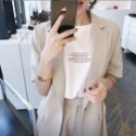 #2023春季小香風西裝薄款氣質西服女神禦姐網紅時尚短袖短褲兩件套-規格圖3
