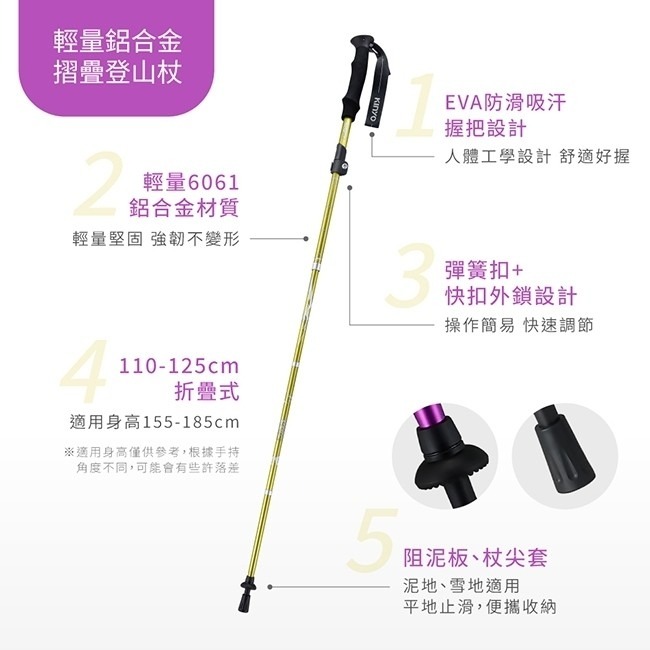 台灣大廠 KINYO輕量鋁合金摺疊登山杖(2色)TP-6020-細節圖8