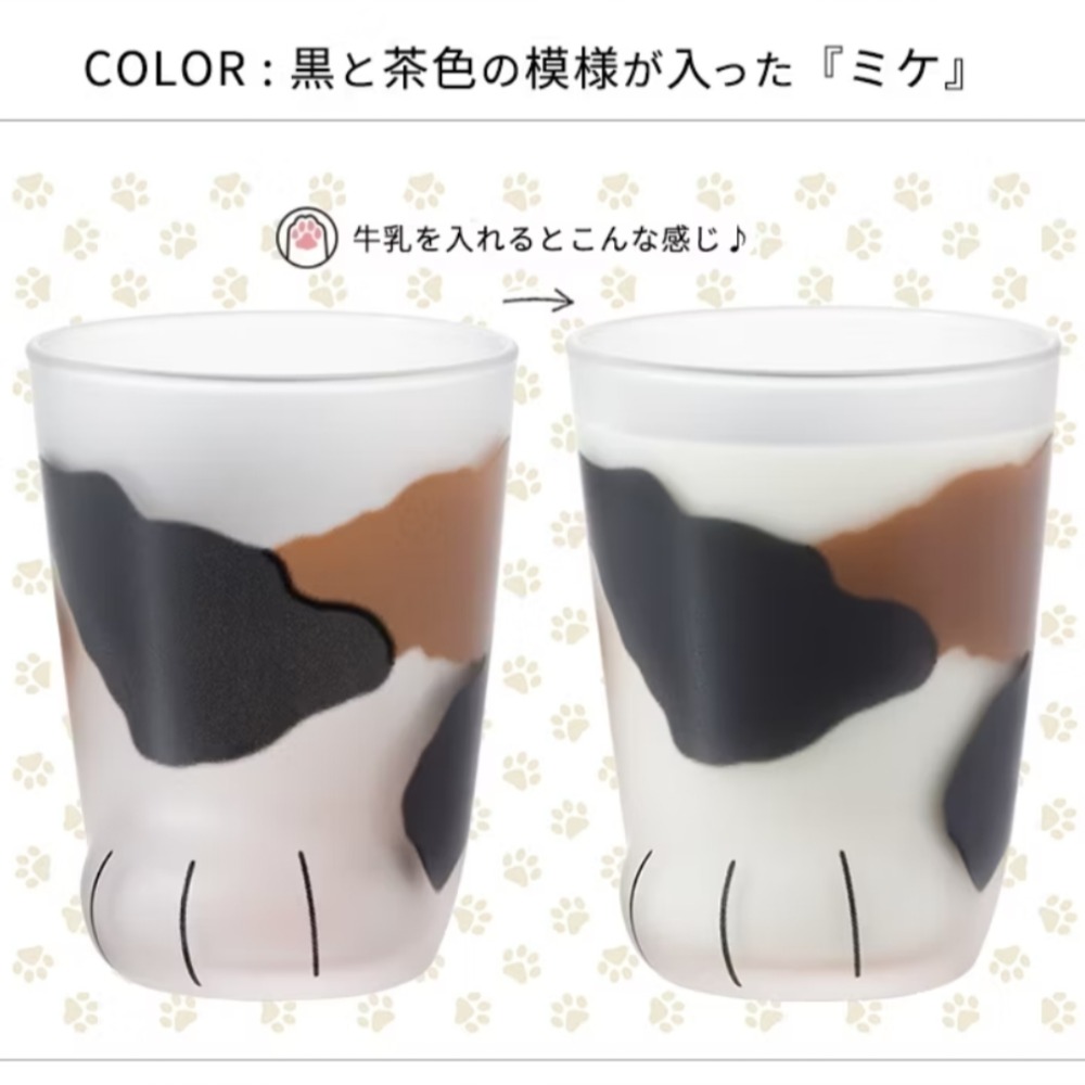 日本Aderia貓腳杯 貓掌造 型肉球玻璃杯 Coconeco 貓咪玻璃杯 牛奶杯-細節圖2