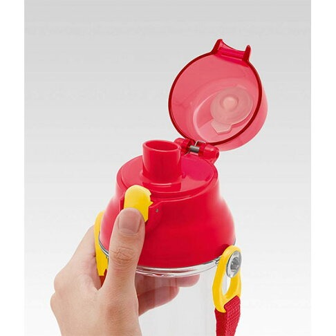 史努比 日製透明直飲式水壺附背帶《紅.角色大臉》480ml.水瓶.兒童水壺-細節圖2