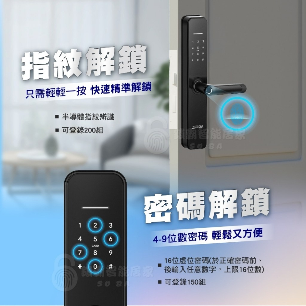 【SOBA】H7七合一智能電子鎖(經典銅)-細節圖3