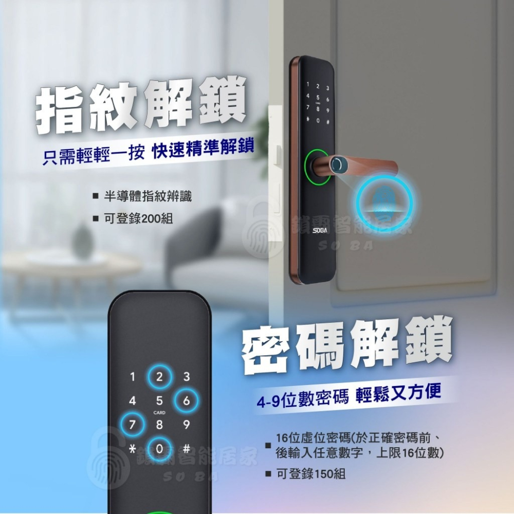 【SOBA】旗艦手把智能電子鎖(尊爵黑)-細節圖5