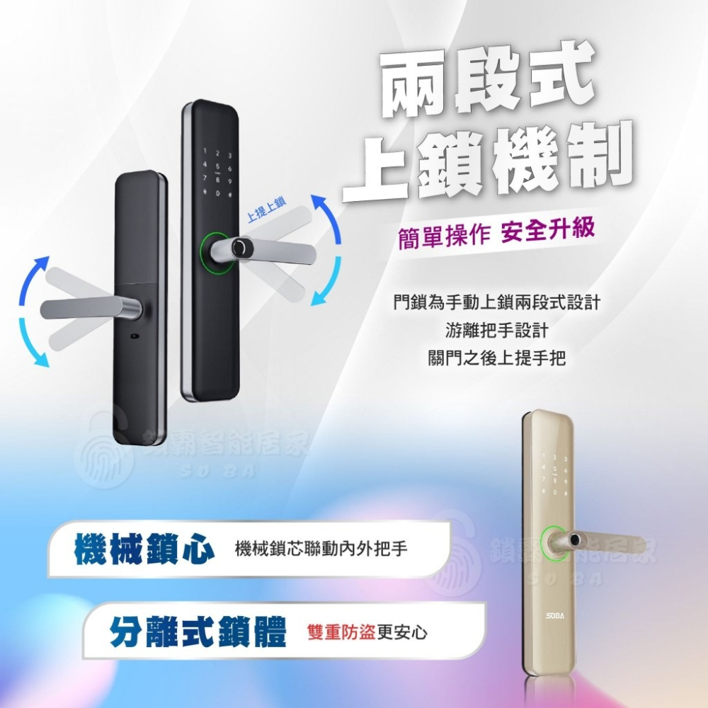 【SOBA】旗艦手把智能電子鎖(尊爵黑)-細節圖8
