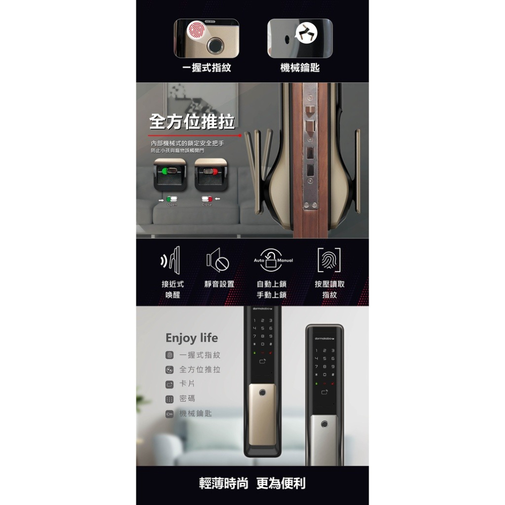 dormakaba 多瑪凱拔 AS901 智慧推拉式電子鎖 (四合一)-細節圖3