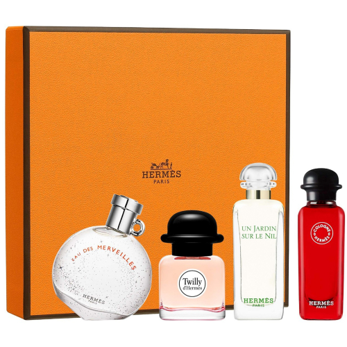 【超激敗】HERMES 愛馬仕 經典香水 四入組 7.5ML*4 絲巾 尼羅河花園 橘采星光 緋紅火參