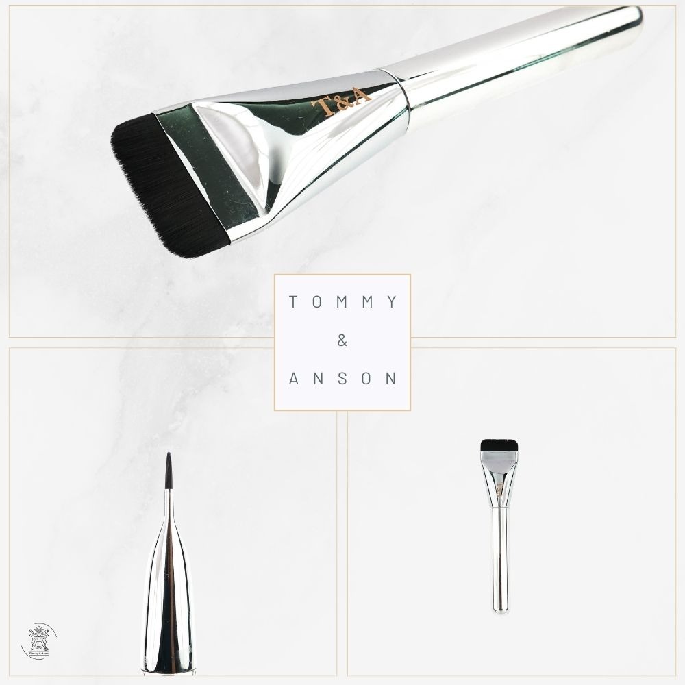 Tommy&Anson 一字型平頭粉底刷｜極致薄透、一抹勻亮不吃粉，專業底妝抹刀（快速完妝/無刷痕/科技化纖毛台灣品牌-細節圖7