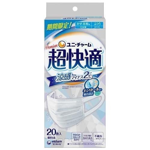 【日本舞鶴馬】日本境內販售 日本製 季節限定Unicharm 超快適 涼感マイナス2℃ 清涼感20枚盒裝個別包裝