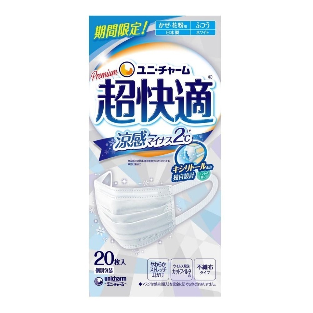 【日本舞鶴馬】日本境內販售 日本製 季節限定Unicharm 超快適 涼感マイナス2℃ 清涼感20枚盒裝個別包裝-細節圖5