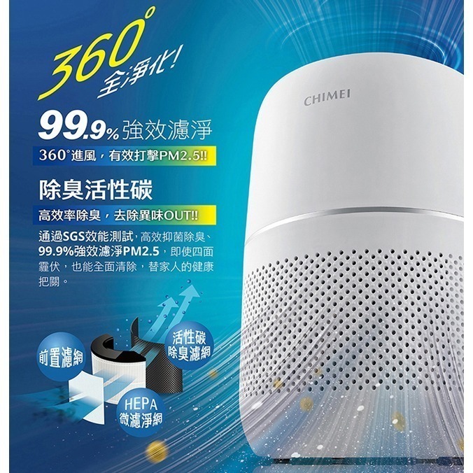 【CHIMEI奇美】360度全淨化DC省電空氣清淨機 AP-03SRC1-細節圖3