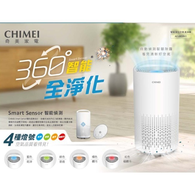 【CHIMEI奇美】6-10坪360°智能全淨化空氣清淨機 AP-08SRH1-細節圖3