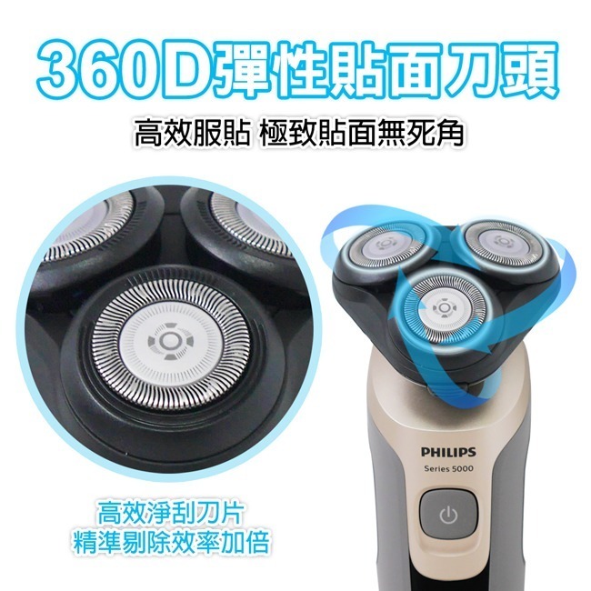 【PHILIPS飛利浦】三刀頭水洗式電鬍刀 S5266-細節圖4