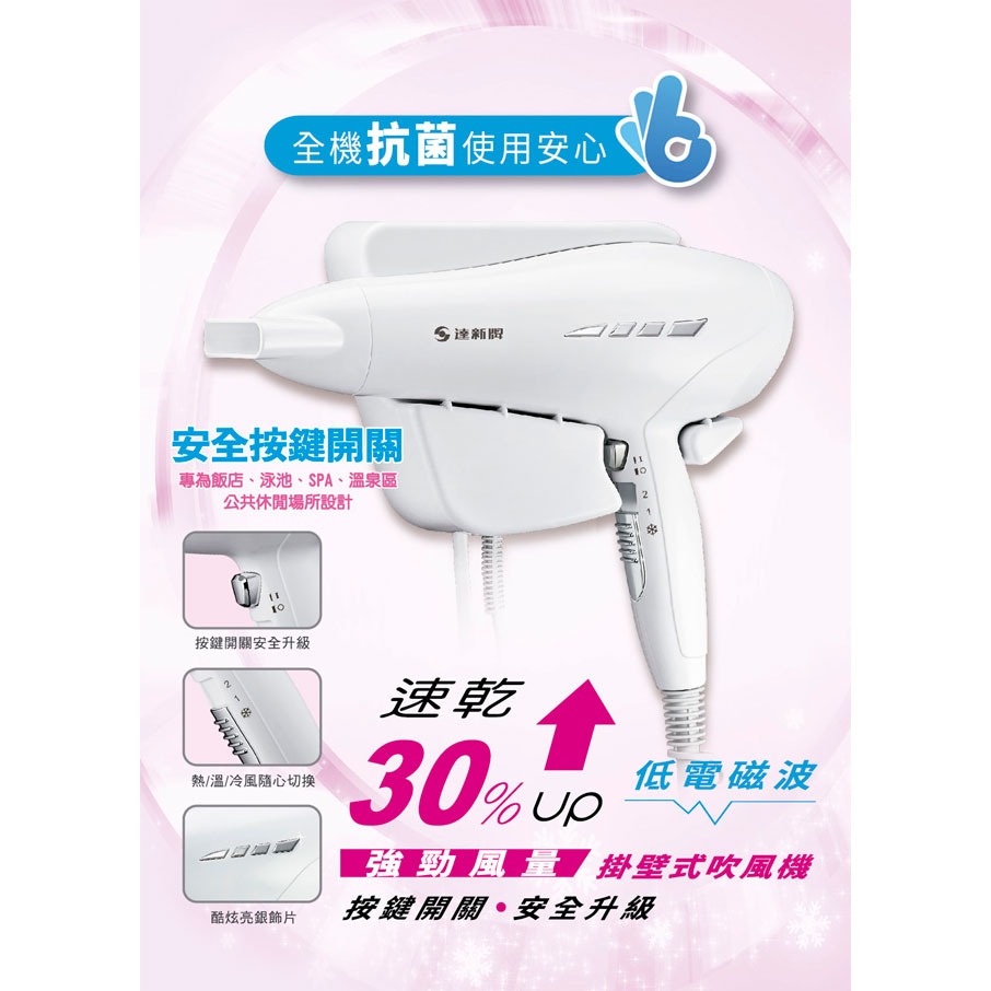 【TASHIN達新牌】壁掛式速乾吹風機 TS-1699P-細節圖4