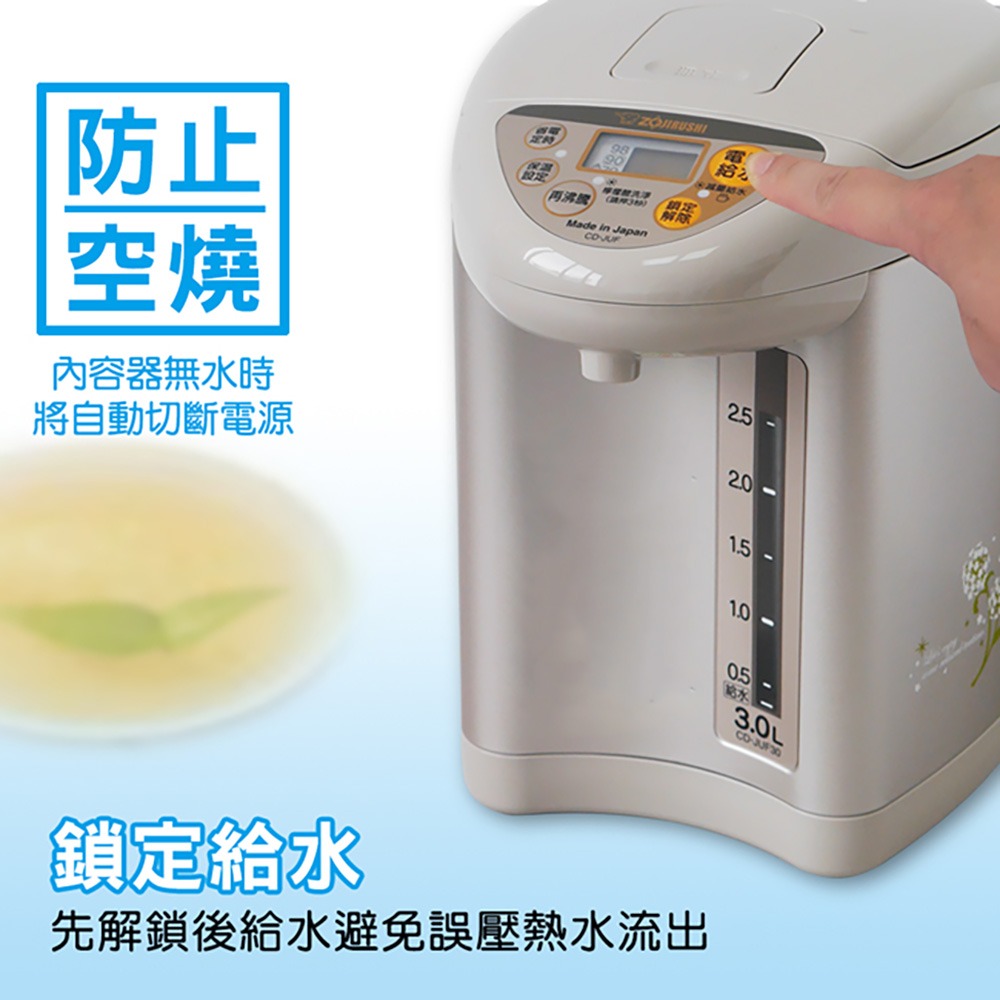 【ZOJIRUSHI象印】3.0L微電腦三段定溫電熱水瓶 CD-JUF30-細節圖5