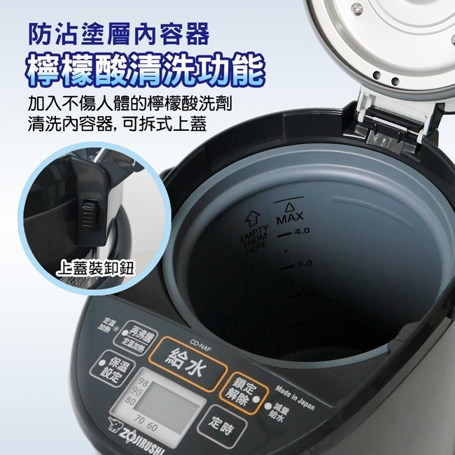 【ZOJIRUSHI象印】4公升日本製微電腦電動熱水瓶 CD-NAF40-細節圖4