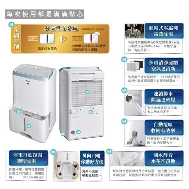 【HITACHI 日立】8公升清淨型除濕機 RD-160HH-細節圖8