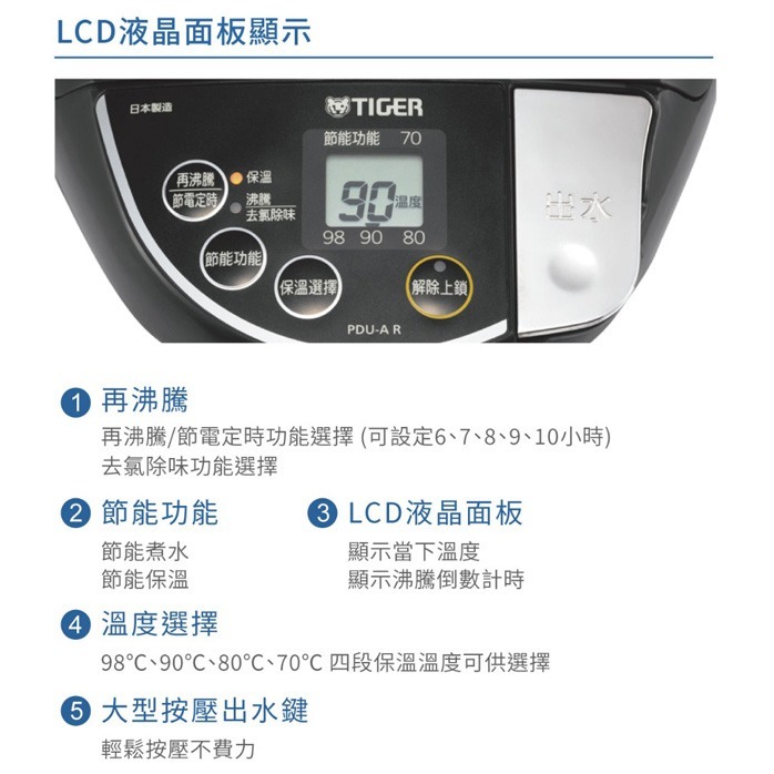 【TIGER虎牌】3.0L微電腦電熱水瓶 PDU-A30R-細節圖4