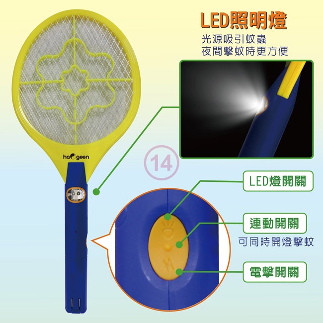 【haogeen中華豪井】大拍面大顯神威充電式電蚊拍 ZHEM-2700-細節圖5