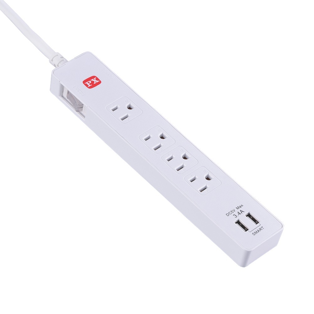 【PX大通】1切4座4尺+2USB電源延長線(1.2公尺) PEC-314U4W-細節圖2