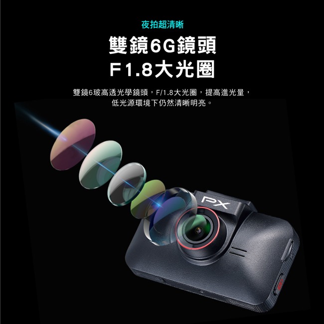【PX大通】雙鏡HDR星光級高畫質行車記錄器(GPS三合一測速) HR6G-細節圖5