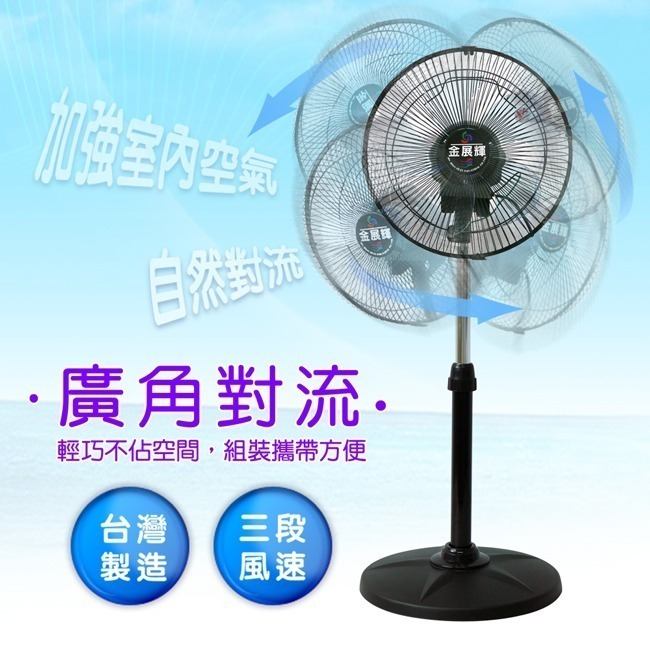 【金展輝】12吋八方吹多功能循環涼風扇 電風扇 AB-1211-細節圖3