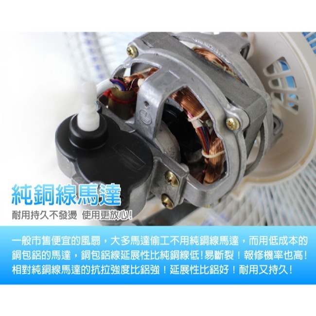 【NANYA南亞牌】14吋純銅馬達桌立扇(可升降) EF-1499-細節圖4