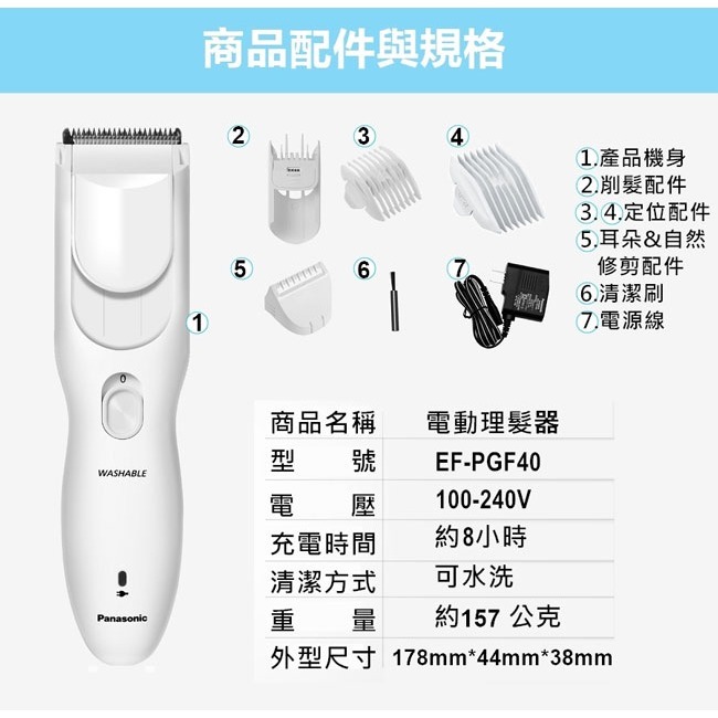 【Panasonic國際牌】充插兩用電動理髮器/剪髮器 ER-PGF40-細節圖11