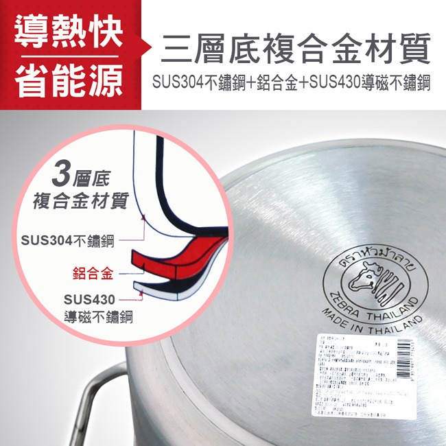 【ZEBRA斑馬】SUS304不鏽鋼淺型魯桶 18.5L(32x23cm)-細節圖5
