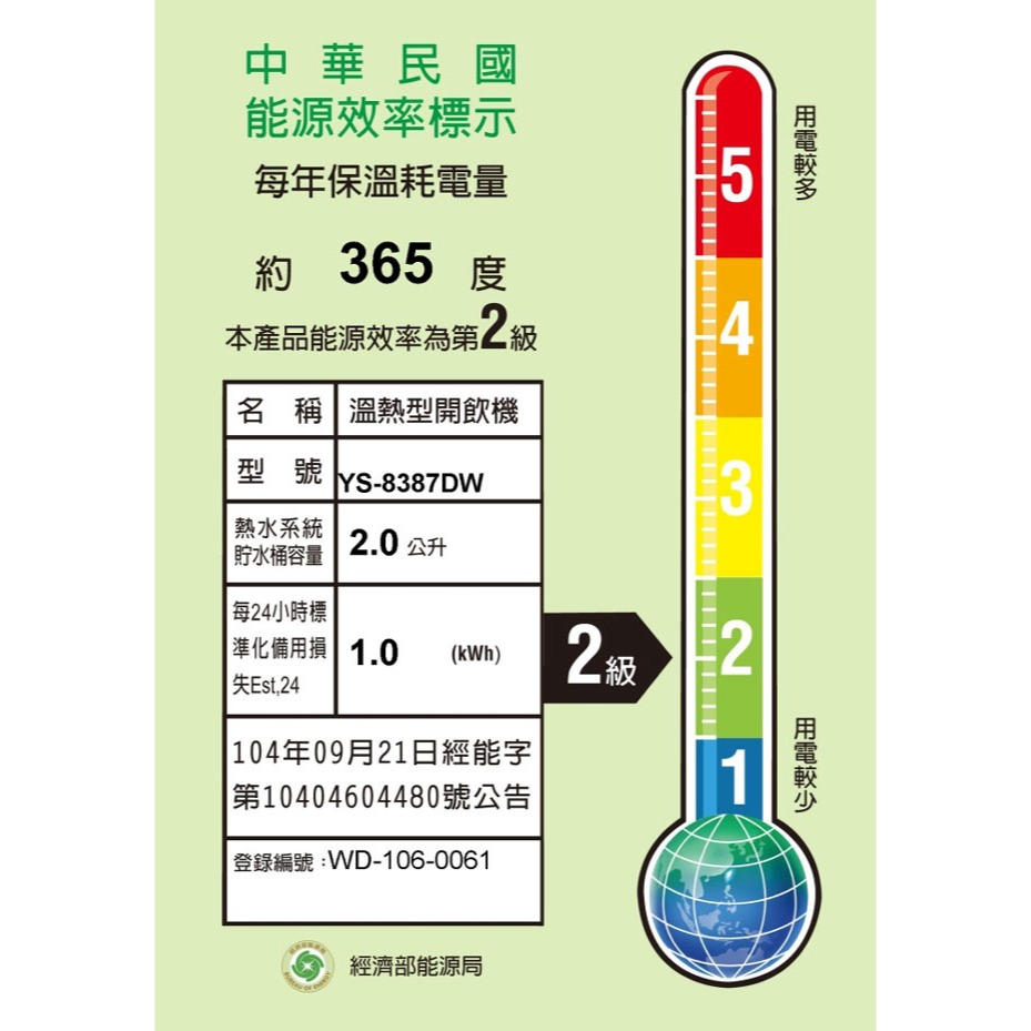 【元山】12.9公升超大容量蒸汽式溫熱開飲機 YS-8387DW-細節圖5