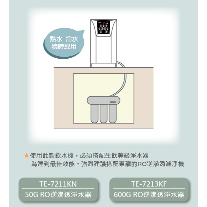 【東龍】冷熱桌上型自動補水飲水機 TE-520-細節圖8