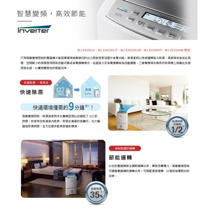 【MITSUBISHI三菱】25L變頻高效型清淨除濕機 MJ-EV250JV-TW-細節圖4