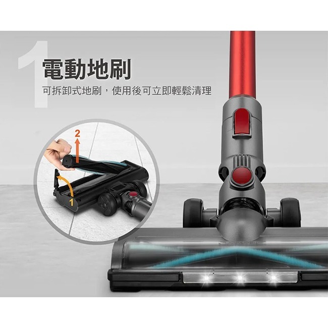 【CHIMEI奇美】LED電動地刷手持強力氣旋吸塵器 VC-HUNPH0-細節圖3