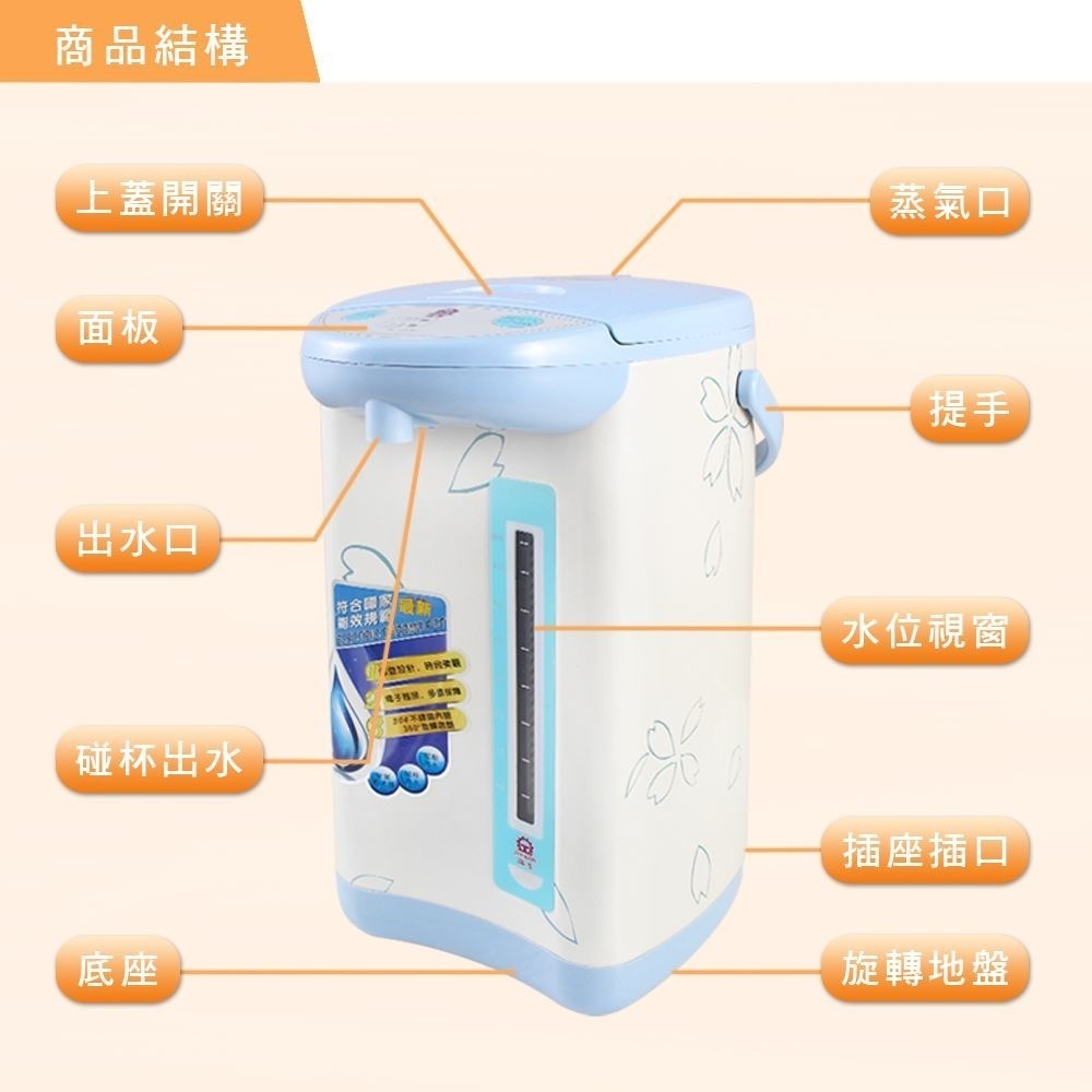 出清特惠【晶工牌】5公升 304不鏽鋼內膽 熱水瓶 JK-7150-細節圖9